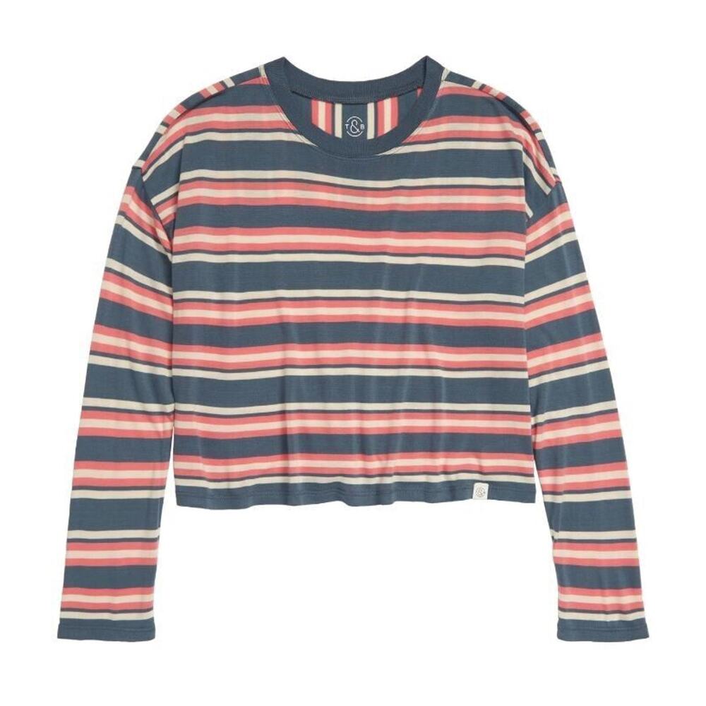 Treasure & Bond Girls Long sleeve Tee in Blue‎ Mirage Coral Stripe SM (7/8) $29